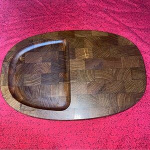 Dansk Teak Two-Tone Cutting Board with Deep Carved‎ Section 14.5 x 9.5"